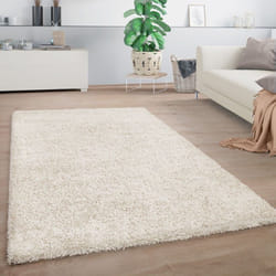 Paco Home - Shaggy Tapis De Salon Poils Longs Monochrome Moelleux Doux Moderne Crème Blanc 60x100 cm
