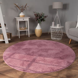 Paco Home - Tapis Salon Adulte Poil Long Shaggy Lavable En Machine Moelleux Pelucheux RosaRose Mauve 100 cm rond