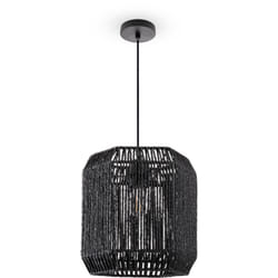 Paco Home Suspension Table À Manger Papier Boho Lampe Suspendue Lampe E27 Rotin Lampe à suspension - Noir, Noir (Ø24cm)