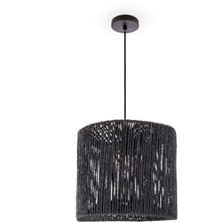 Paco Home - Suspension Table à Manger Papier Boho Lampe Suspendue Lampe E27 Rotin Lampe à suspension - Noir, Noir (Ø33cm)