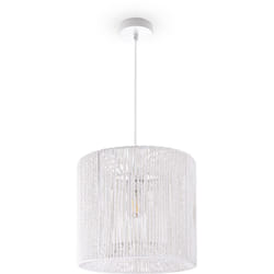 Paco Home - Suspension Table à Manger Papier Boho Lampe Suspendue Lampe E27 Rotin Lampe à suspension - Blanc, Blanc (Ø33cm)