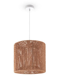 Paco Home - Suspension Table à Manger Papier Boho Lampe Suspendue Lampe E27 Rotin Lampe à suspension - Blanc, Nature (Ø33cm)