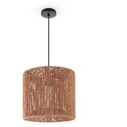 Paco Home - Suspension Table à Manger Papier Boho Lampe Suspendue Lampe E27 Rotin Lampe à suspension - Noir, Nature (Ø33cm)