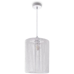 Paco Home Suspension Table À Manger Papier Boho Lampe Suspendue Lampe E27 Rotin Lampe à suspension - Blanc, Blanc (Ø25cm)