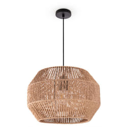 Paco Home - Suspension Table à Manger Papier Boho Lampe Suspendue Lampe E27 Rotin Lampe à suspension - Noir, Nature (Ø35cm)