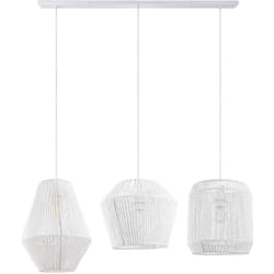 Paco Home - Suspension Table à Manger Osier Boho Lampe Suspendue E27 Rotin Lampe à suspension - Blanc, Blanc (Ø28 + Ø30 + Ø33cm)