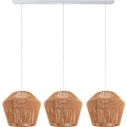 Paco Home - Suspension Table à Manger Osier Boho Lampe Suspendue E27 Rotin Lampe à suspension - Blanc, Nature (Ø33cm)