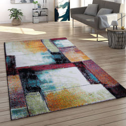 Paco Home - Tapis De Salon Poils Ras Vintage Géométrique Style Moderne 80x150 cm, Multicolore 3