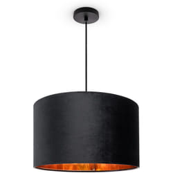 Paco Home - Suspension Lampadaire Trépied Salon Abat-Jour Velours Monochrome E27 Lampe à suspension - Noir, Noir Or (Ø45.5 cm)