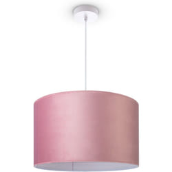 Paco Home - Suspension Lampadaire Trépied Salon Abat-Jour Velours Monochrome E27 Lampe à suspension - Blanc, Rose Blanc (Ø45.5 cm)