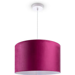 Paco Home - Suspension Lampadaire Trépied Salon Abat-Jour Velours Monochrome E27 Lampe à suspension - Blanc, Baies Blanc (Ø45,5 cm)