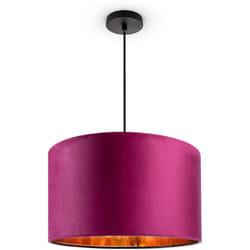Paco Home - Suspension Lampadaire Trépied Salon Abat-Jour Velours Monochrome E27 Lampe à suspension - Noir, Baies Or (Ø45,5 cm)