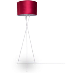 Paco Home - Suspension Lampadaire Trépied Salon Abat-Jour Velours Monochrome E27 Lampadaire - Blanc, Rouge Blanc (Ø45.5 cm)