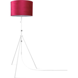 Paco Home - Suspension Lampadaire Trépied Salon Abat-Jour Velours Monochrome E27 Rouge Blanc (Ø45.5 cm), Lampadaire - Type 2 - Blanc