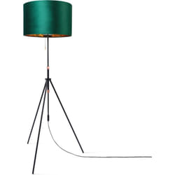 Paco Home - Suspension Lampadaire Trépied Salon Abat-Jour Velours Monochrome E27 Vert Or (Ø45,5 cm), Lampadaire - Type 2 - Noir