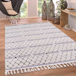 Redécouvrez un design classique et appréciez l’élégance de ces tapis à poils ras au motif diamant tendance. Raffinés, ces acc ...