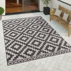 Paco Home - Tapis Exterieur Terrasse Salon Cuisine Scandinave Geometrique Moderne Ethnique 60x100 cm, Anthracite