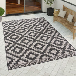 Paco Home - Tapis Exterieur Terrasse Salon Cuisine Scandinave Geometrique Moderne Ethnique 80x250 cm, Anthracite
