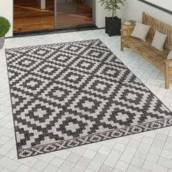 Paco Home Tapis Exterieur Terrasse Balcon Scandinave Ethnique Geometrique Losange Gris 240x340 cm
