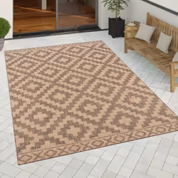 Paco Home Tapis Exterieur Terrasse Balcon Scandinave Ethnique Geometrique Losange Beige 120x160 cm