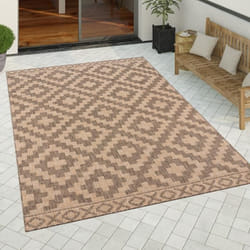 Paco Home Tapis Exterieur Terrasse Balcon Scandinave Ethnique Geometrique Losange Beige 120x160 cm