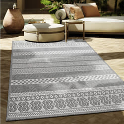 Paco Home - Tapis Intérieur & Extérieur Balcon Terrasse Cuisine Motif Ethnique Boho Moderne 160x220 cm, Gris 4