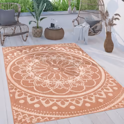 Paco Home Tapis Exterieur Terrasse Balcon Tapis Cuisine Oriental Boho Marocain Orange 80x250 cm