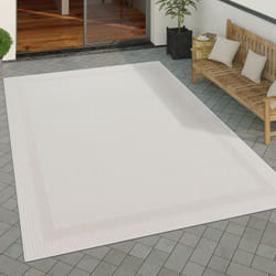 Paco Home - Tapis Exterieur Terrasse Balcon Tapis Cuisine Moderne Motif Geometrique Motif Abstrait 150 cm carré, Blanc