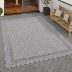 Paco Home Tapis Exterieur Terrasse Balcon Tapis Cuisine Uni Avec Bordure Moderne Gris 80x150 cm