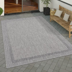 Paco Home Tapis Exterieur Terrasse Balcon Tapis Cuisine Uni Avec Bordure Moderne Gris 80x150 cm