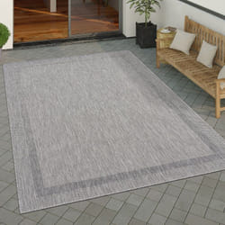 Paco Home - Tapis Exterieur Terrasse Balcon Tapis Cuisine Moderne Motif Geometrique Motif Abstrait 150 cm carré, Gris 2