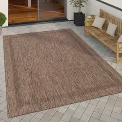 Paco Home Tapis Exterieur Terrasse Balcon Tapis Cuisine Uni Avec Bordure Moderne Marron 80x250 cm