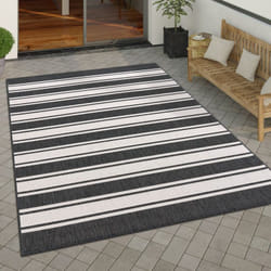 Paco Home Tapis Exterieur Terrasse Balcon Tapis Cuisine Moderne Motif Geometrique Motif Abstrait 120x160 cm, Anthracite-Blanc