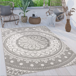 Paco Home - Tapis Exterieur Terrasse Salon Cuisine Motif Oriental Marocain Moderne Ethnique 80x250 cm, Gris