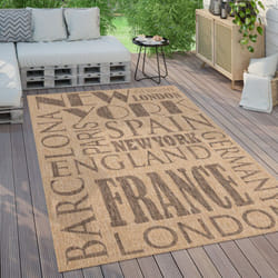 Paco Home - Tapis Exterieur Terrasse Balcon Tapis Cuisine Moderne Écriture 160x220 cm, Beige