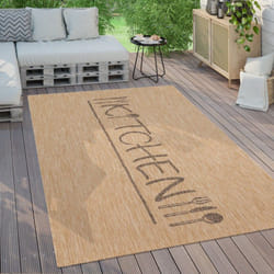 Paco Home Tapis Exterieur Terrasse Balcon Tapis Cuisine Moderne Écriture 60x100 cm, Beige 2