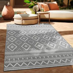 Paco Home - Tapis Intérieur & Extérieur Balcon Terrasse Cuisine Motif Ethnique Boho Moderne 120x160 cm, Gris 2