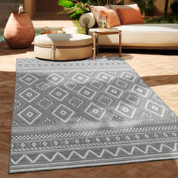 Paco Home - Tapis Intérieur & Extérieur Balcon Terrasse Cuisine Motif Ethnique Boho Moderne 133x190 cm, Gris 2