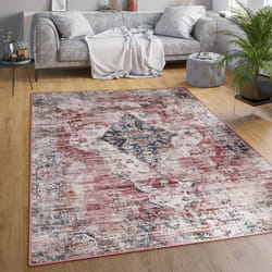 Paco Home - Tapis Salon Chambre Adulte Tissage Plat Moderne Oriental Marocain Vintage Lavable 160x220 cm, Rouge