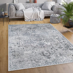 Paco Home - Tapis Salon Chambre Adulte Tissage Plat Moderne Oriental Marocain Vintage Lavable 80x150 cm, Gris 3