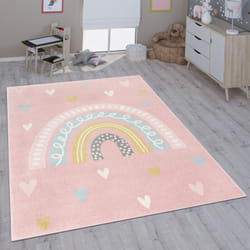 Paco Home - Tapis Pour Enfant Chambre D'Enfant Fille Garçon Différents Motifs Et Tailles 120x160 cm, Rose Blanc
