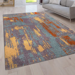 Paco Home - Tapis De Salon Poil Long Shaggy Vintage Motif Abstrait Moderne 80x150 cm, Multicolore 3