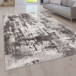 Paco Home - Tapis De Salon Poil Long Shaggy Vintage Motif Abstrait Moderne 60x100 cm, Gris