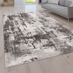Paco Home - Tapis De Salon Poil Long Shaggy Vintage Motif Abstrait Moderne Gris, 120x160 cm