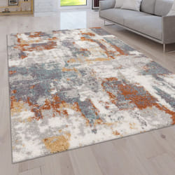 Paco Home - Tapis De Salon Poil Long Shaggy Vintage Motif Abstrait Moderne 80x150 cm, Multicolore