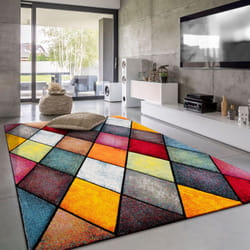 Paco Home - Tapis De Salon Poils Ras Moderne Motif Geometrique 3D 160x230 cm, Multicolore 3