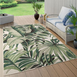 Paco Home - Tapis Exterieur Terrasse Salon Cuisine Palmiers Jungle Fleuri Motif Boho Vert 100x200 cm, Vert 10