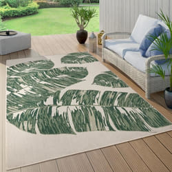 Paco Home Tapis Exterieur Terrasse Salon Cuisine Motif Fleuri Motif Jungle Vert Beige 120x170 cm