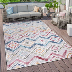 Paco Home - Tapis Exterieur Terrasse Salon Scandinave Ethnique Geometrique Abstrait 3D 60x100 cm, Multicolore 5