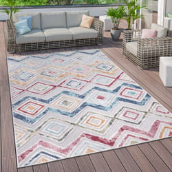 Paco Home - Tapis Exterieur Terrasse Salon Scandinave Ethnique Geometrique Abstrait 3D 120x160 cm, Multicolore 5